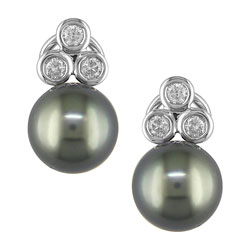 14k White Gold 1/2ct Diamond Tahitian Pearl Earrings