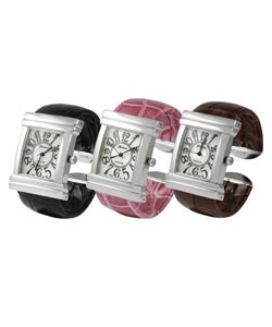 Geneva Platinum Croc Skin Stamped Antique Watch