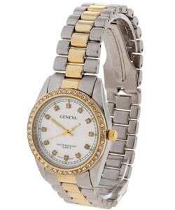 Geneva Platinum Rhinestone Lined Watch