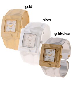 Geneva Platinum Hammered Design Fashion Watch