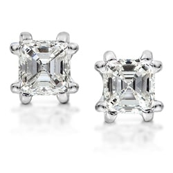 14k White Gold 1ct TDW Asscher Diamond Stud Earring
