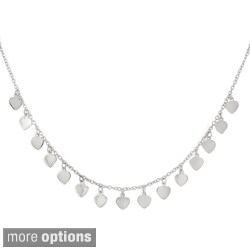 Sterling Silver/Gold Overlay Rolo Link Dangling Heart Necklace