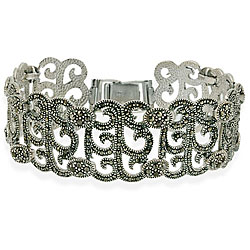 Sterling Silver Marcasite Filigree Bracelet