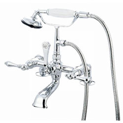 Deck Mount Chrome Clawfoot Tub Faucet with Hand Shower