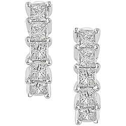 14k Gold 5/8ct TDW Princess Diamond Hoop Earrings (I-J/ I1-I2)