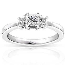 14kt Gold 1/2ct TDW Princess Diamond 3-stone Ring (H-I,SI1- SI2)