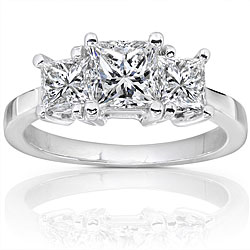 14k Gold 1 1/2ct TDW Diamond 3-stone Ring (H-I, SI1-SI2)