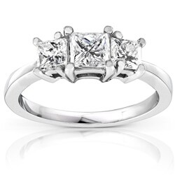 14k Gold 1ct Princess Diamond 3-stone Ring (H-I, I1-I2)