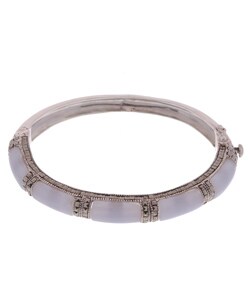 Sterling Silver Marcasite Blue Lace Agate Bangle