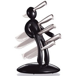 The Ex 5pc Knife Set with Unique Black Holder designed by Raffaele Iannello