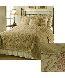 Cameo Toile Red Quilt Set