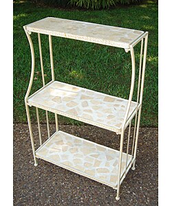 Iron and Natural Stone Three Tier Plant Shelf