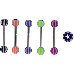 Acrylic Striped Star Logo Straight Barbell  (Set of 25)