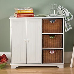 White Wicker Drawer Sideboard