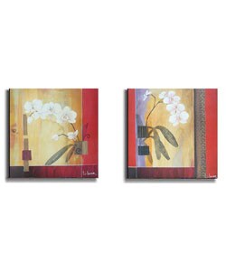 Li-Leger 'Orchid Lines' Stretched Canvas Art Set