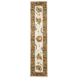 Handmade Tabriz Ivory/ Sage Wool and Silk Runner (2'3 x 10')