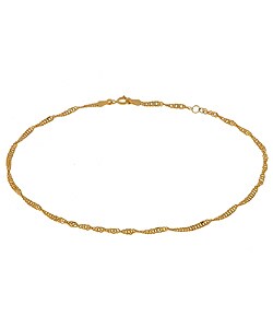 14-kt Yellow Gold Adjustable Singapore Anklet