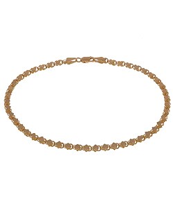 14k Yellow Gold Mirror Heart Anklet