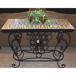 Elegant Mosaic Table/ Wine Rack (Morocco)