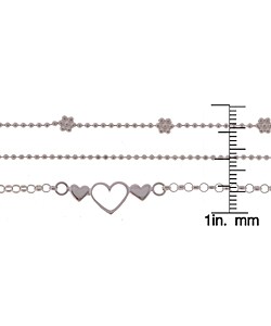 Sterling Essentials Sterling Silver Anklets (set of 3)