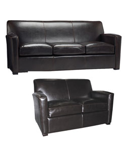 Fudge Brown Leather Sofa & Loveseat