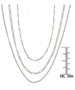Sterling Silver 18-inch Pendant Chains (Set of 3)