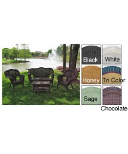 Four-piece PVC Wicker/ Steel Outdoor Settee Group