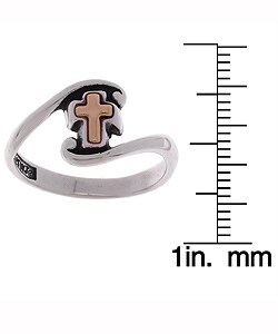 CGC 14-kt Yellow Gold Cross and Sterling Silver Ring