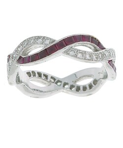 18k White Gold 3/4ct TDW Diamond Ruby Channel Ring
