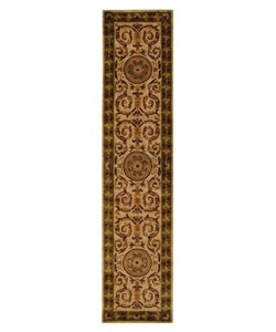Handmade Classic Agra Burgundy/ Gold Wool Runner (2'3 x 12')