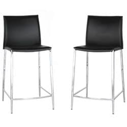 Broadway Black Leather Counter Stools (Set of 2)