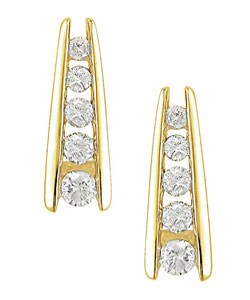 14k Gold 1/3ct TDW Diamond 5-stone Earrings (H-I-J, I1-I2)