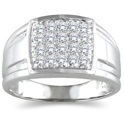 10k White Gold Men's 1/2ct TDW Diamond Square Ring (I-J, I1-I2)