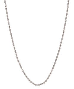 14k White Gold 20-inch Diamond-cut Rope Chain (1.5 mm)