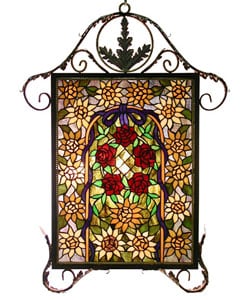 Tiffany-style Floral Iron Window Panel