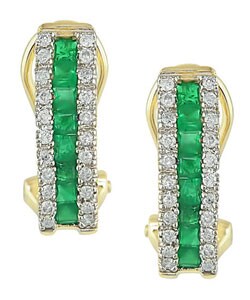 14k Gold 1/5ct TDW Diamond Emerald Earrings  (Set of 3)