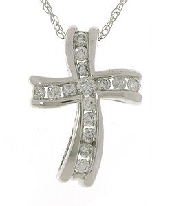 14k White Gold 1/3ct Diamond Cross Pendant