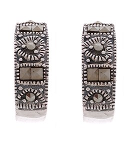 Sterling Silver Marcasite Half-Hoop Earrings