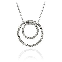 Sterling Silver 1/8ct Diamond Two Circle Pendant