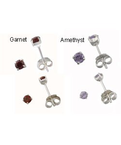 Sterling Silver Amethyst or Garnet Earrings