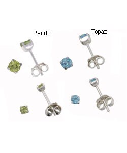 Sterling Silver Peridot or Topaz Earring Set