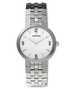 Movado Faceto Men's White Dial Steel Watch