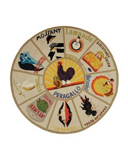 Hand-hooked Vintage Poster Ivory Wool Rug (7'6 x 9'6 Oval)