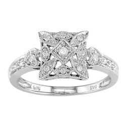 Miadora 14k White Gold 1/6ct TDW Diamond Lightweight Ring