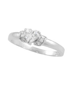 Sterling Silver Gem-set Heart CZ Ring