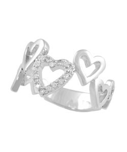 Sterling Silver Multi Heart CZ Ring