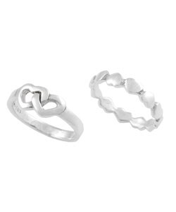 Sterling Silver Knotted Heart Ring Set