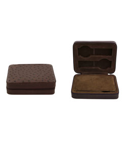 Genuine Ostrich Brown 4-slot Watch Case
