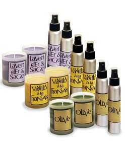 Two Boxed 7-oz. Soy Candles and Two Linen Sprays
