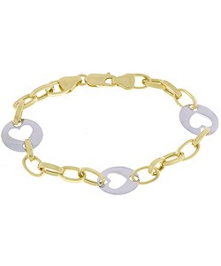 14k Two-tone Gold Hearts Bracelet
